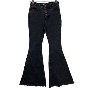 Entro Size S Bellbottom Jeans Black Flare Leg Stretch Button Fly Hippie Boho